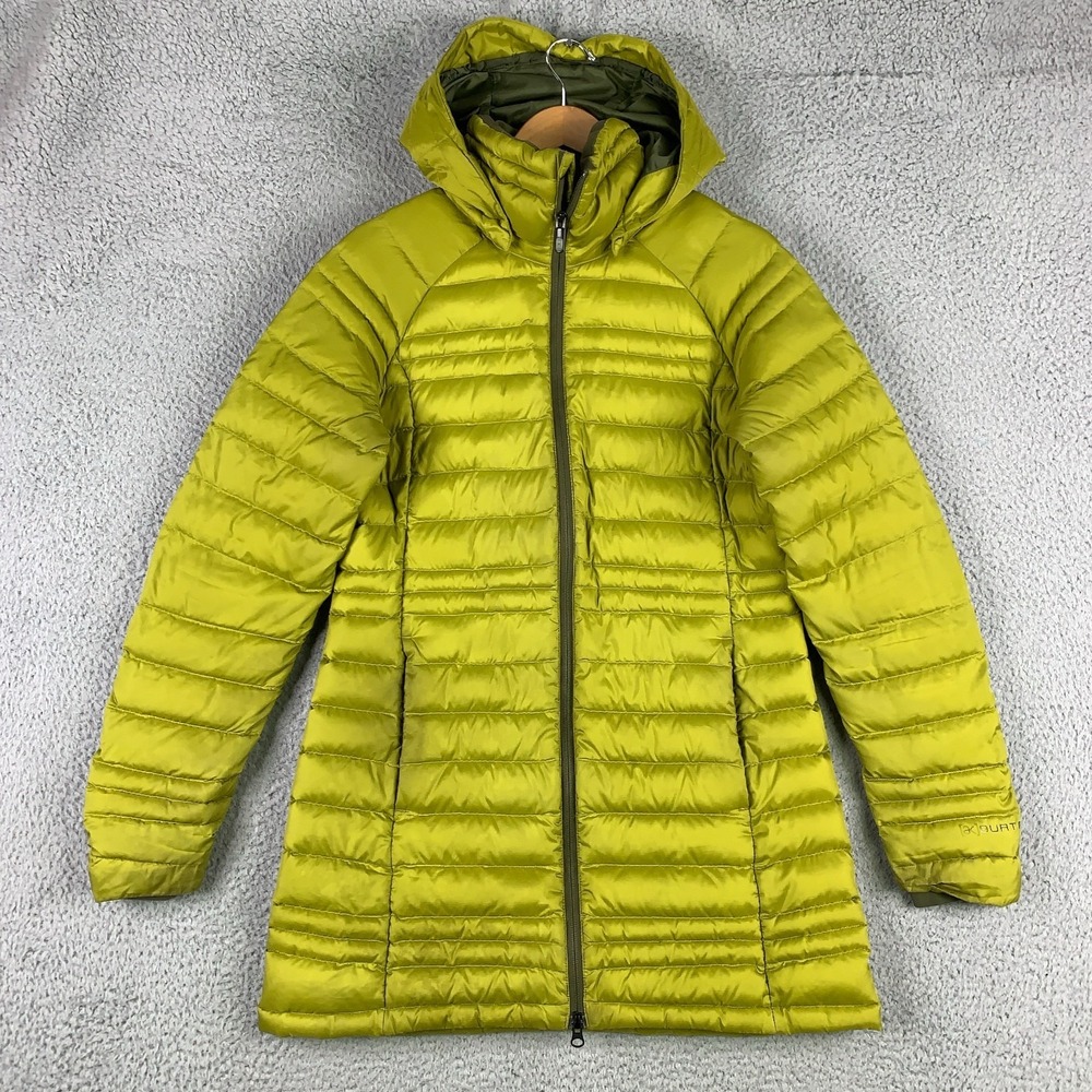 Burton AK Long‎ Baker Down Jacket Women's Medium Green Zip Up Hooded Puffer Coat